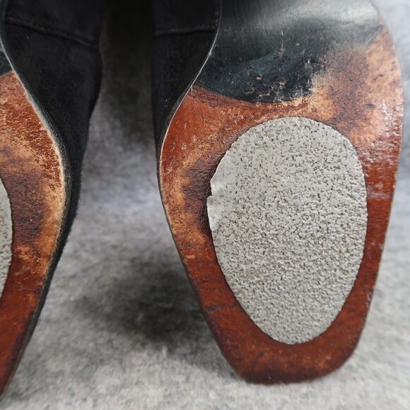 Stuart Weitzman Shoe Women 7.5 Pump Block Heel Slip On Classic Leather Black 90s - Picture 11 of 16